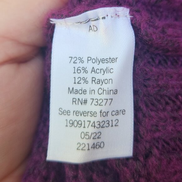 Nine West Plus Purple Turtleneck Sweater 221460 Solid Ribbed Trim - Picture 13 of 14